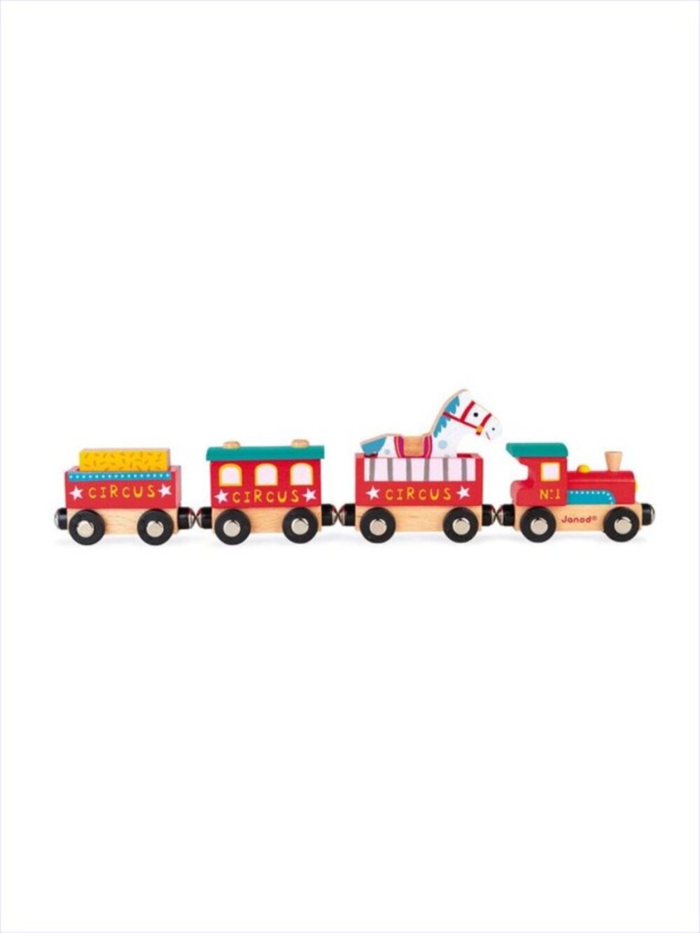 Janod Circus Magnetic Connector Wooden Train Brand New For Age 3+